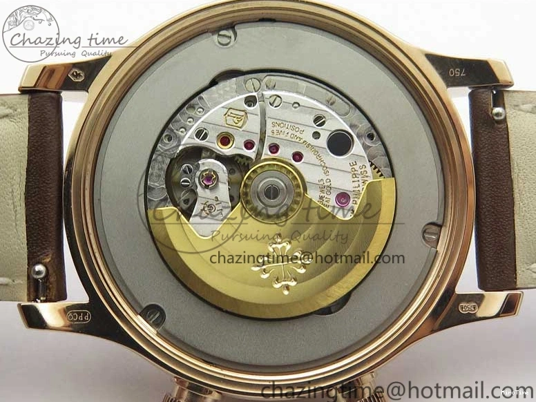 MIROTIME 0423 Calatrava 5524R Pilot Travel Time RG GRF Brown Dial on Brown Leather Strap MIYOTA TopPick 7155